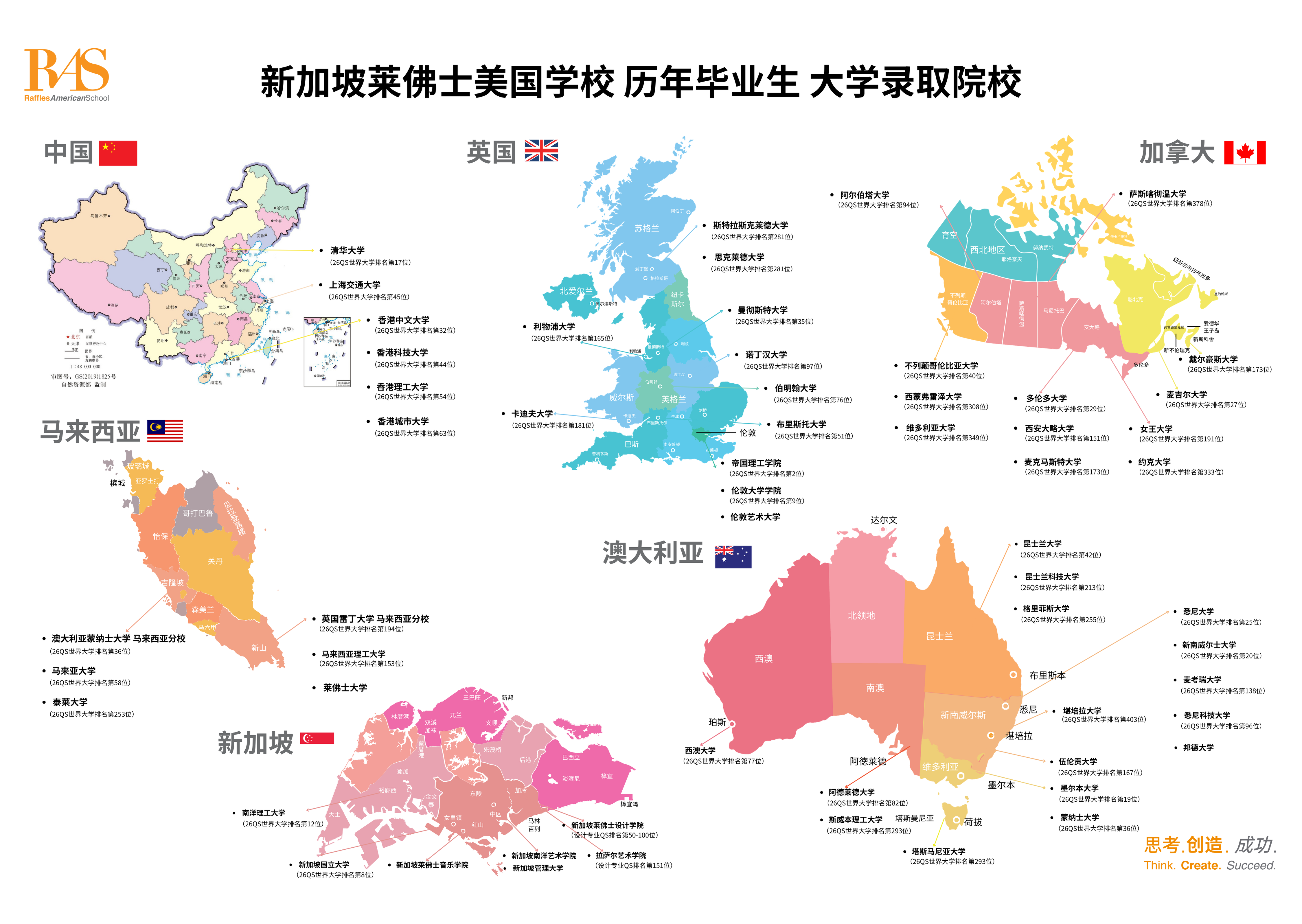 莱佛士历年毕业生大学录取院校补充地图